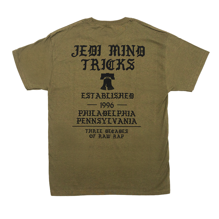 Jedi Mind Tricks - Gothic 3 Decades - Black Ink on Fatigue Green Tee