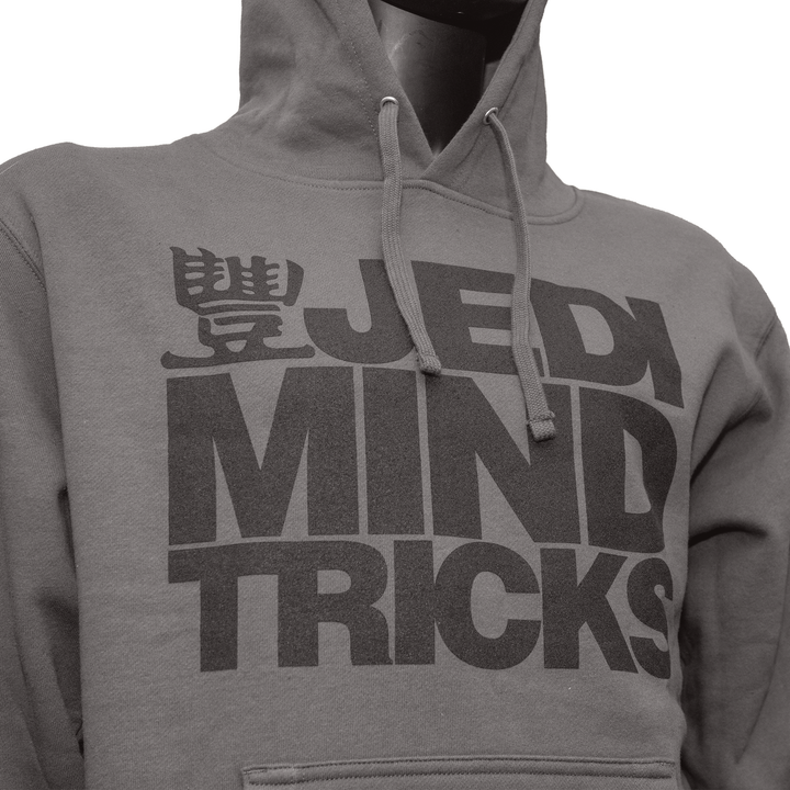 Mannequin shot of JMT Stacked Logo Hoodie Black on Charcoal.